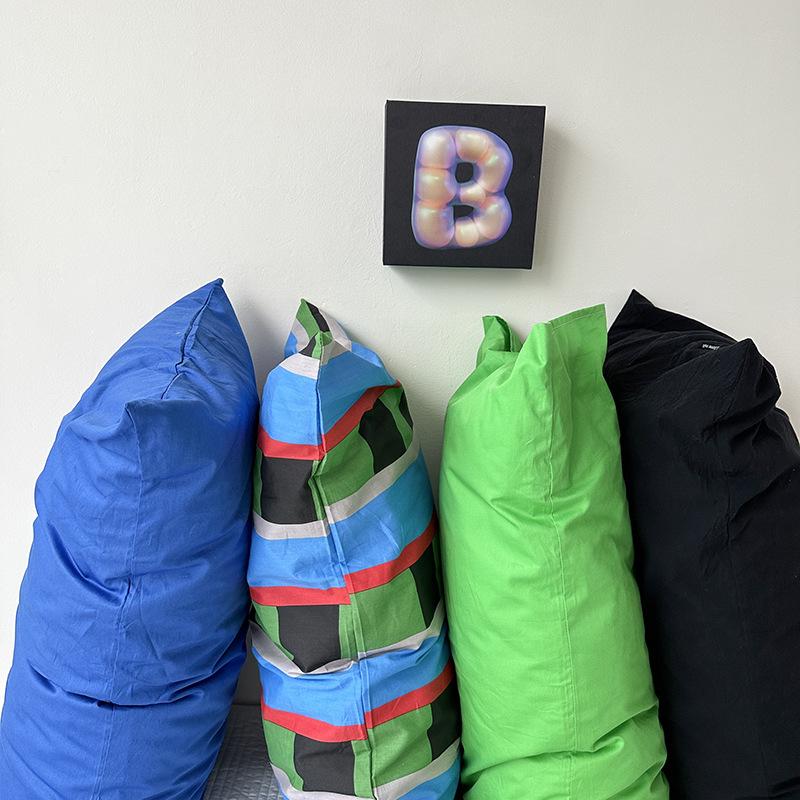 Solid Color Striped Pure Cotton Pillowcase (Single Piece)