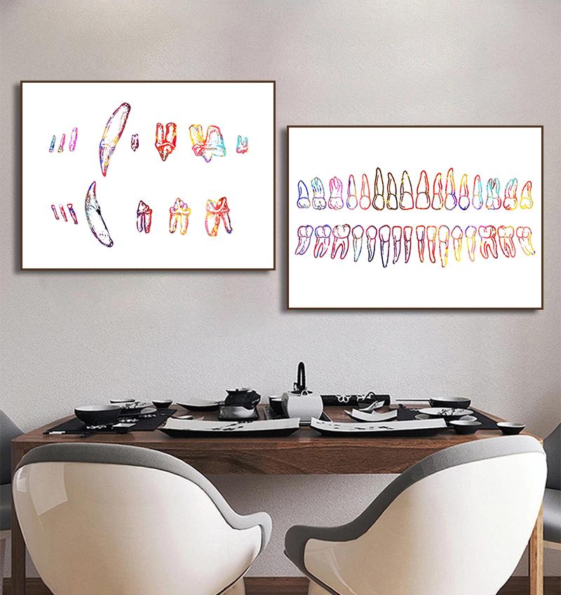 Watercolor Teeth Implant Canvas Painting Tooth Fairy Dental Art Poster Dentist Anatomy Print Wall Pictures Hospital Clinic Decor
