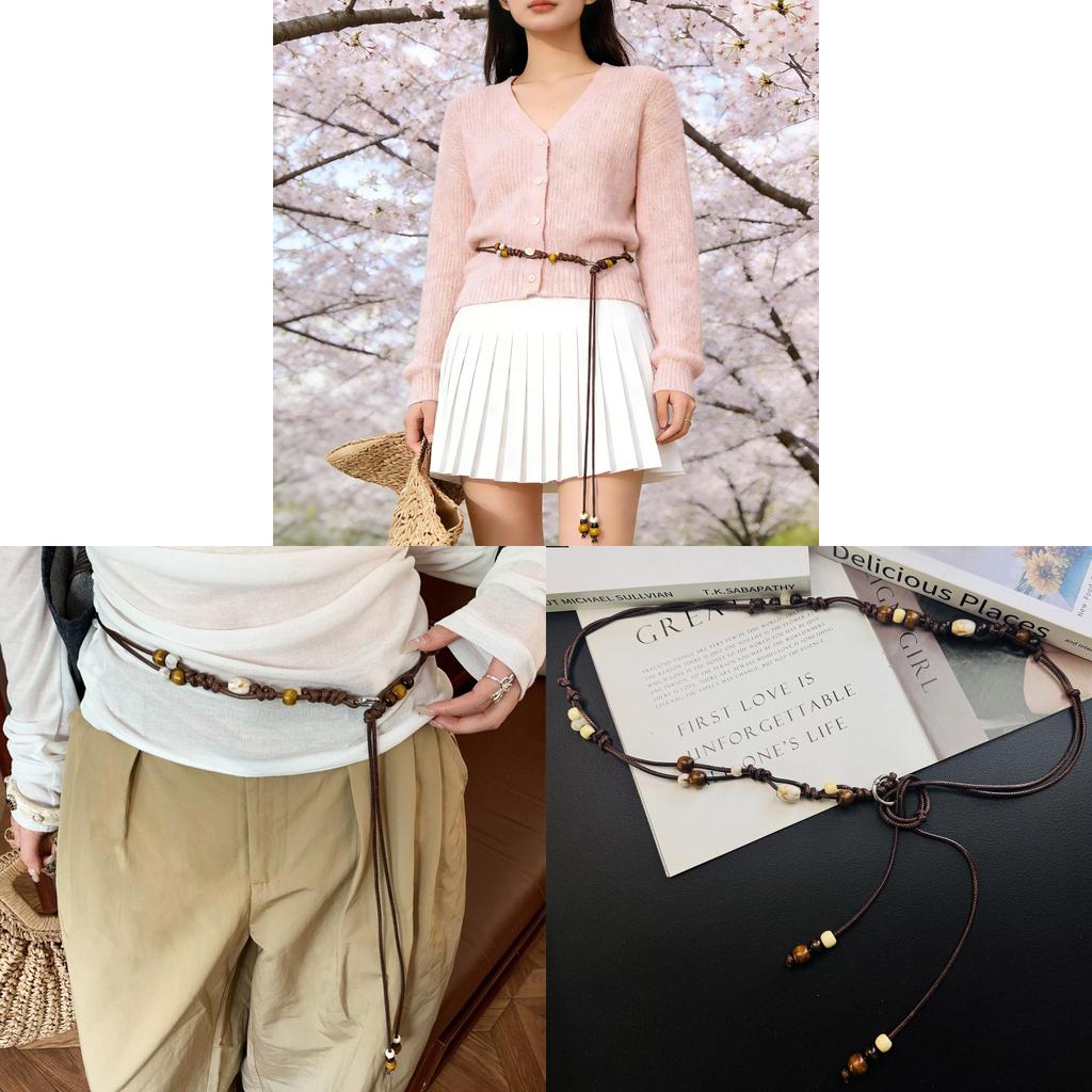 Bohemian Ethnic Style Woven Belt For Women With Bead Detail And Tassels Perfect For Boho Dresses