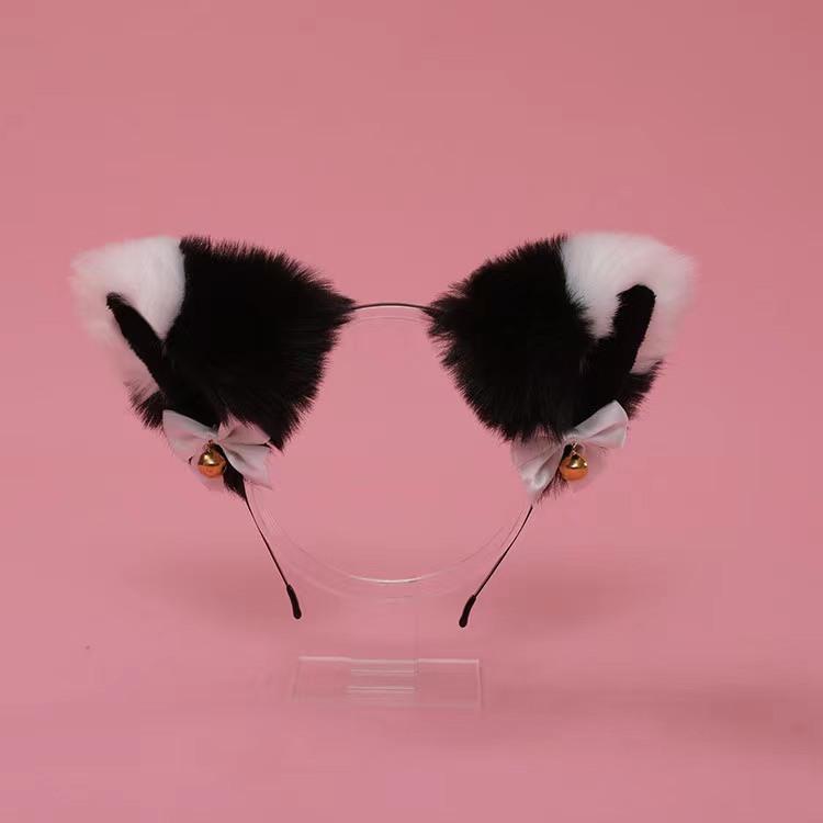 Süßes Katzenohr-Stirnband Spitze Schleife Choker-Halskette Sexy Cosplay Plüschglöckchen Haarband Damen Mädchen Maskenball Party Kopfschmuck Haare Anime