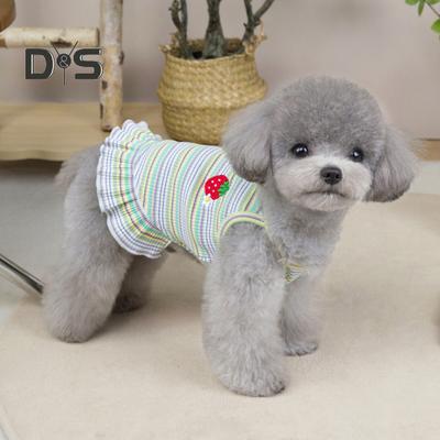 Vestito Estivo per Cani Cucciolo Senza Maniche a Righe Fragola T-Shirt Gonna Tutu Abito da Principessa per Animali Domestici per Gatti Cani Piccoli Medi