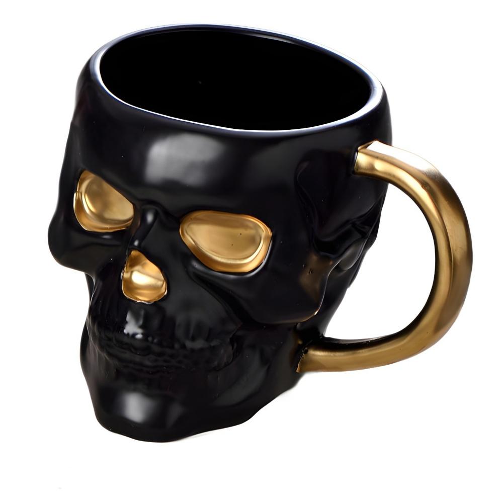 Halloween Skull Coffee Mug with Handles Gothic Novelty Ceramic Halloween Themed Skeleton Head Mugs Porcelain Water Cup