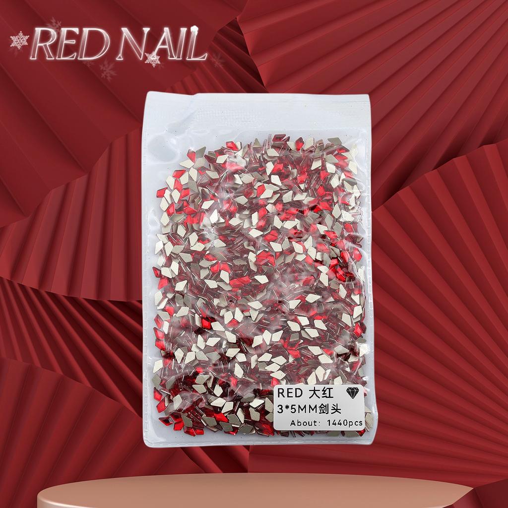 Pachet întreg de Crăciun de Anul Nou, mic, mare, roșu, fund plat, formă specială, diamant, artă pentru unghii, ornament pentru unghii, diamant roșu în formă specială