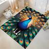 Colorful Peacock Design Rug with Vibrant Feathers Non-slip Rug Suitable for Living Room and Bedroom Sofas.