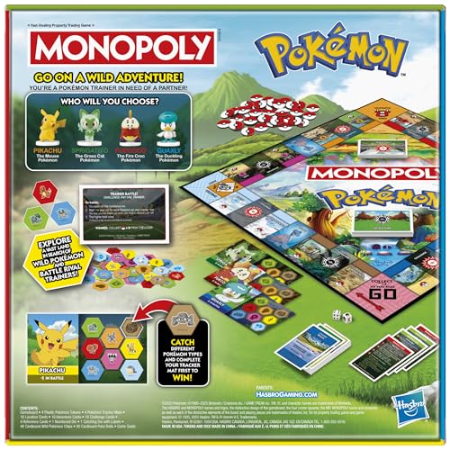 Monopoly Pokémon Edition Board Game | Ages 8+ | 2-4 Players | Kids Game for Pokémon Fans | Fun Family Game | Average Play Time: 45 Minutes