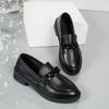 Large Size Loafers Women's 2025 Spring and Autumn Foreign Trade New Solid Color Round Head Thick Heel Women's Casual British Single Shoes