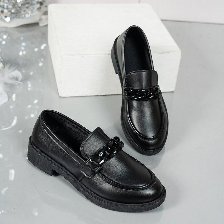 Large Size Loafers Women's 2025 Spring and Autumn Foreign Trade New Solid Color Round Head Thick Heel Women's Casual British Single Shoes