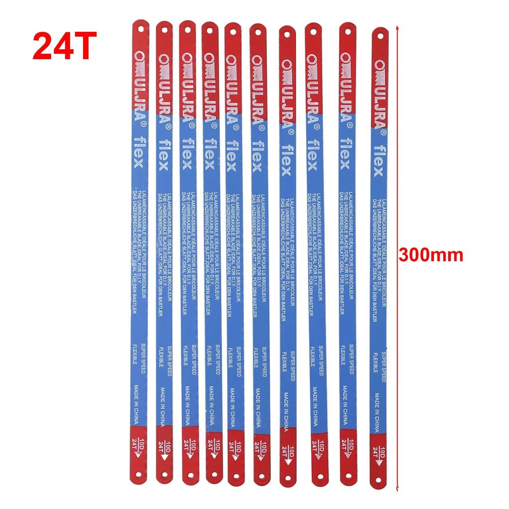 10 hojas de sierra para metales de 300 mm, hojas de sierra de mano de 14T/18T/24T, bimetálicas, para cortar carne, madera, acero, modelo manual de bricolaje para carpintería