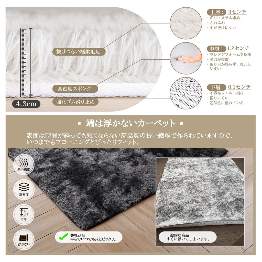 Beddiny Washable 80x140cm Comfortable Rug with 30D Urethane Fill and Unique Antibacterial and Deodorizing Rug, Black/Gray, (23.5x5.7in) - All-Season