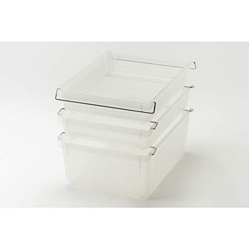 TRUSCO SKTA4S-TM Stackable Tray with Handle, A4 Shallow, Semi-Transparent, Clear