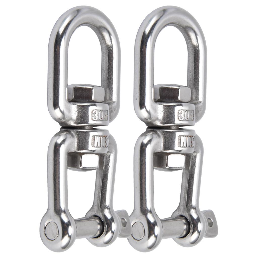 2Pcs 8mm 360 Degrees  Rotating Ring Snap 304 Stainless Steel OX Detachable Chain Shackle Hooks