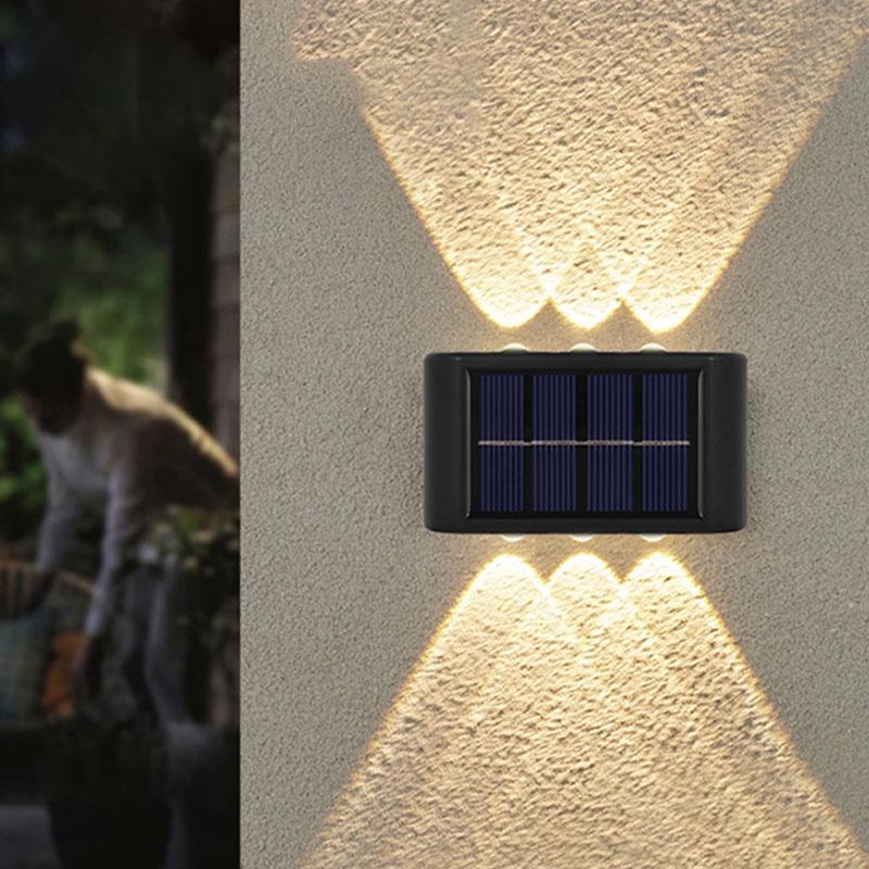 1pc 6LED Outdoor Solar Waterproof Solar Led Lights Courtyard Street Landscape Garden Decorative Wall Lights