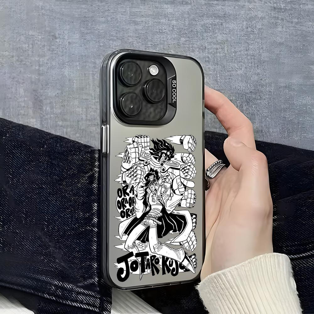 Anime Cool J-Jojos Phone Case For iPhone 16 15 14 13 12 11 Pro Max Grey Black Matte Laser Metallic Aurora Funda