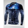 Mountain Water Ship Pattern T-Shirt For Men Chinese Buddha 3D Printed Tees Casual Long Sleeves Unisex T Shirts Loose O-Neck Tops