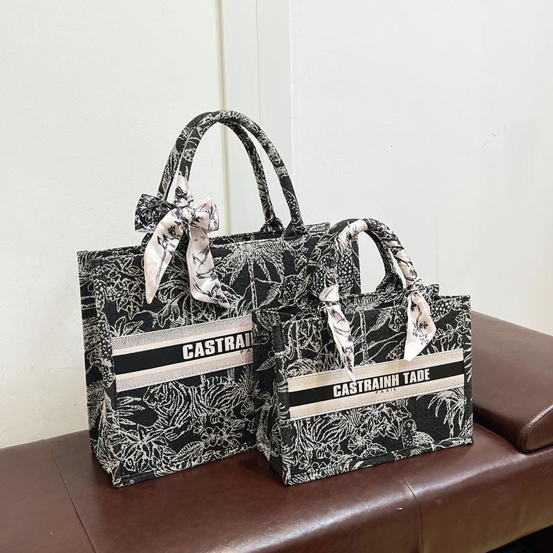 Schoolbag Women's Vintage Print Large Capacity Handbag Simple Casual Tote Bag Fashionable Daily Commuter Tote Bag