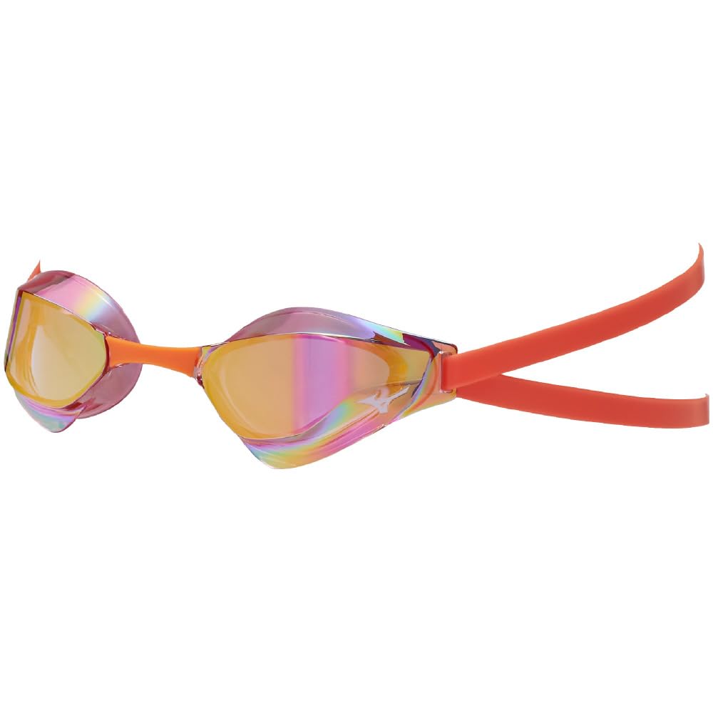 Mizuno GX SONIC EYE Swim Curved Lens Light Pink with Ruby Unisex Glasses, J-Shaped (Racing Type), N3JEC691, Mirror,