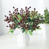 Fake Berry Plant Anti-fading Decorative Realistic Looking Beautiful Living Room 3-fork Artificial Bean Branch Flower for Household