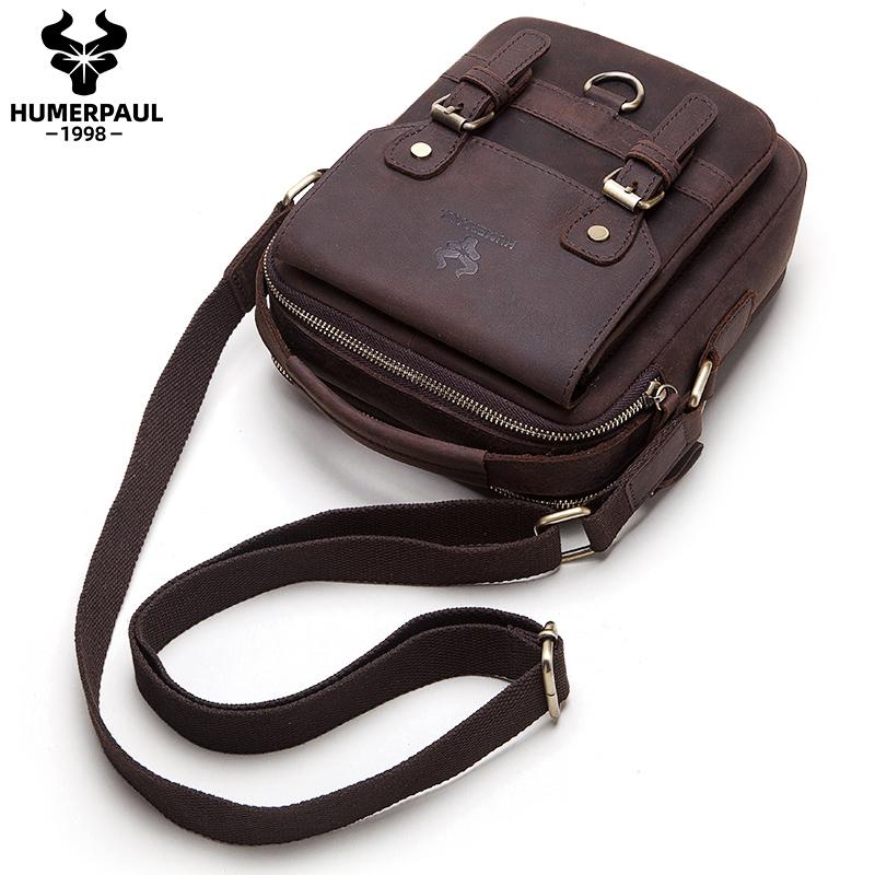 Humerpaul Echtes Leder Herren Messenger Bag Große Kapazität Handtasche