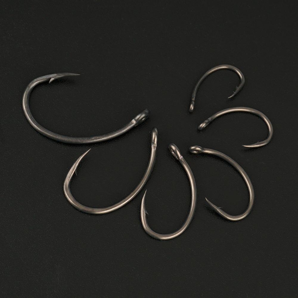 Hirisi 50/100pcs PTFE Coating Carp Fishing Hooks Steel Barbed Hooks In Box 8011 Fishing Accessories