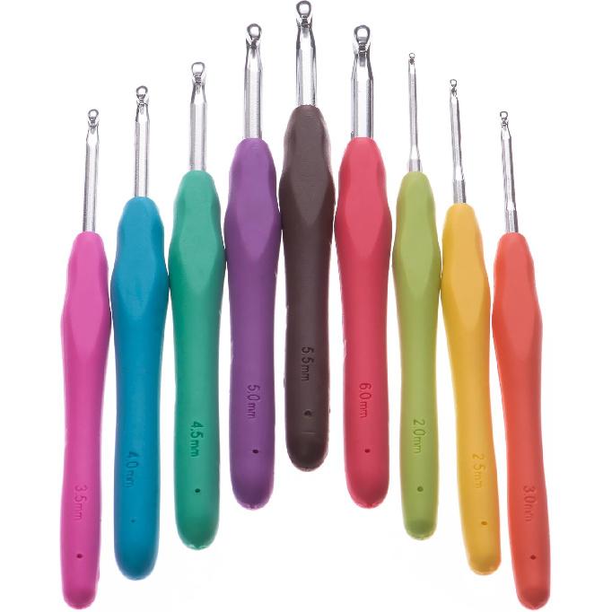 

Набор крючков для вязания - Эргономичный набор крючков для вязания - Мягкие резиновые ручки - Лучшие для вязания без боли - Удобный захват - Премиальный алюминий - Срок службы