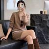 Minimalist 100% Wool Sweater for Women - Autumn/Winter Round Neck, Long Sleeve Knitted Cardigan, Solid Color Knitwear Jacket.