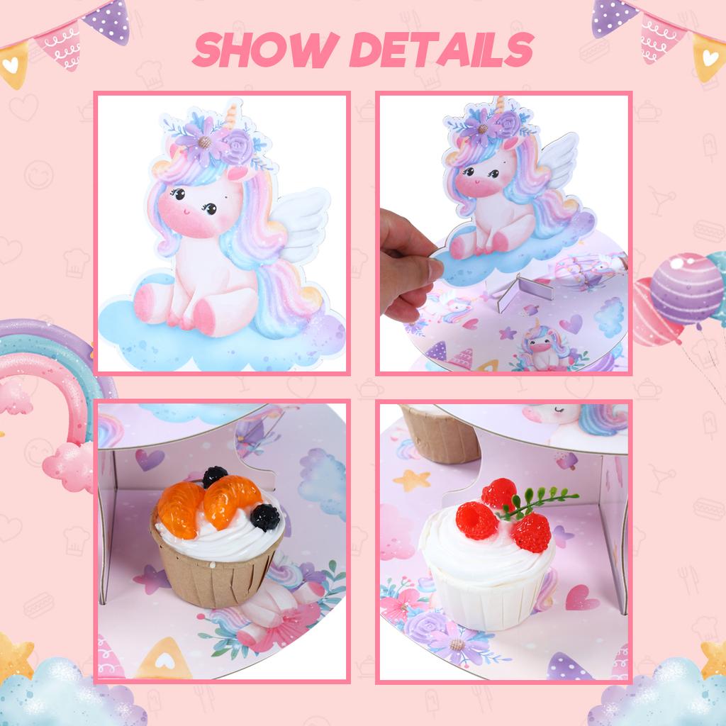 Unicorn Cupcake Stand Birthday Party Decor Kids Girls Wedding Birthday Party Favors Unicorn Dessert Holder Supplies Baby Shower