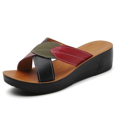 Fashion Summer Women Wedge Sandals 2024 New Fashion Fish Mouth Non-slip Leather Casual Shoe Ladies Retro Platform Sandalias De Mujer