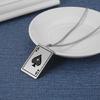 Cool Men Spade Poker Card Necklace Stainless Steel Card Pendant Necklace Multifuntional Chain Necklaces for Daily Party