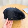 Autumn and Winter Hat Women's Rabbit Fur Beret New Korean Style Versatile Painter Hat Fashionable Warm Simple Literary Newsboy Hat
