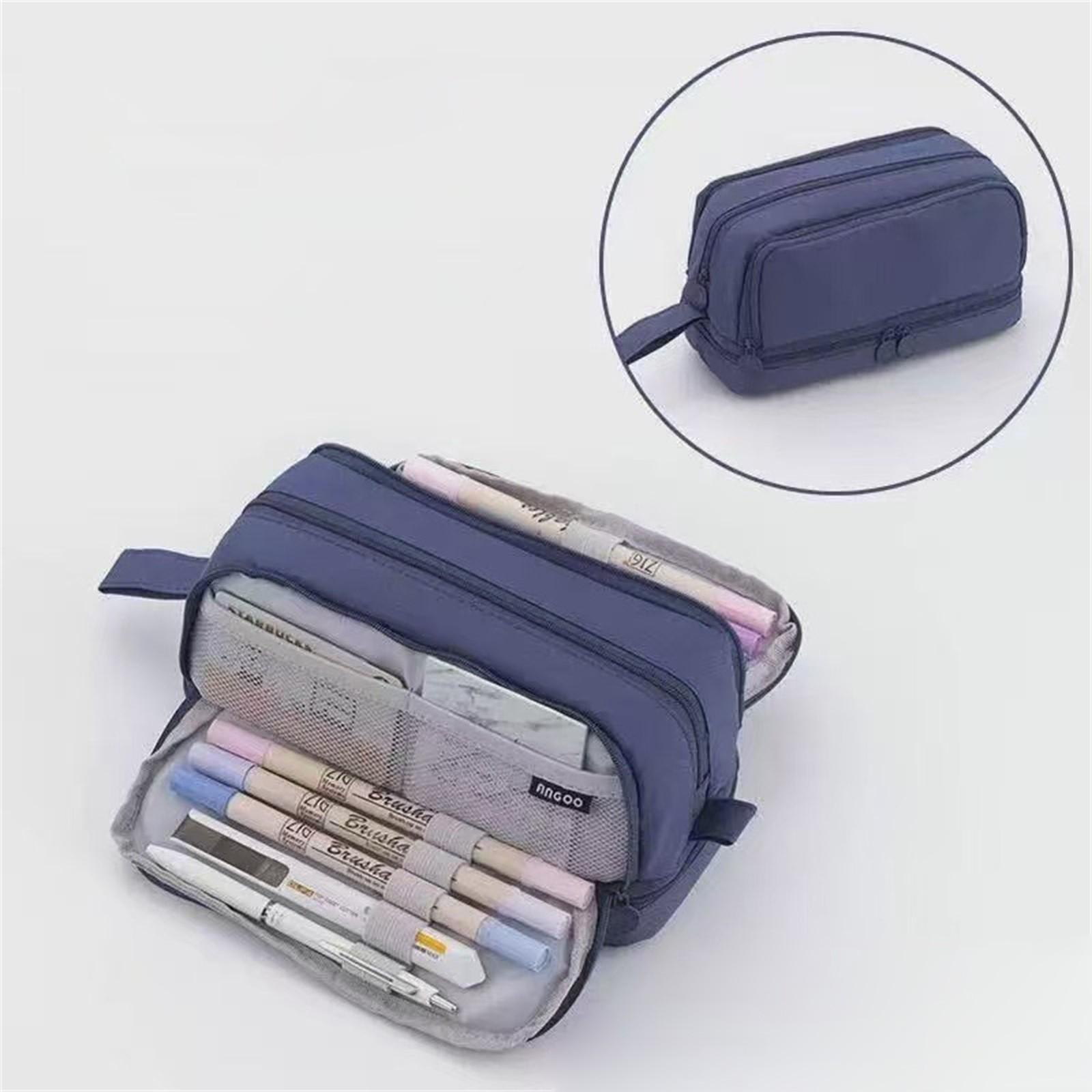 

Высококачественный пенал большой вместимости в японском стиле, корейская версия, холщовая сумка для канцелярских принадлежностей для учеников средней школы, милый пенал для мальчиков и девочек One Size тёмно-синий