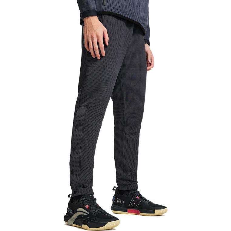 Li-Ning Serie Baschet Profesionist Culoare Solidă Imprimeu Logo Pantaloni Sport cu Talie Elastică Bărbați Partea de Jos Negru AKLSC13-1