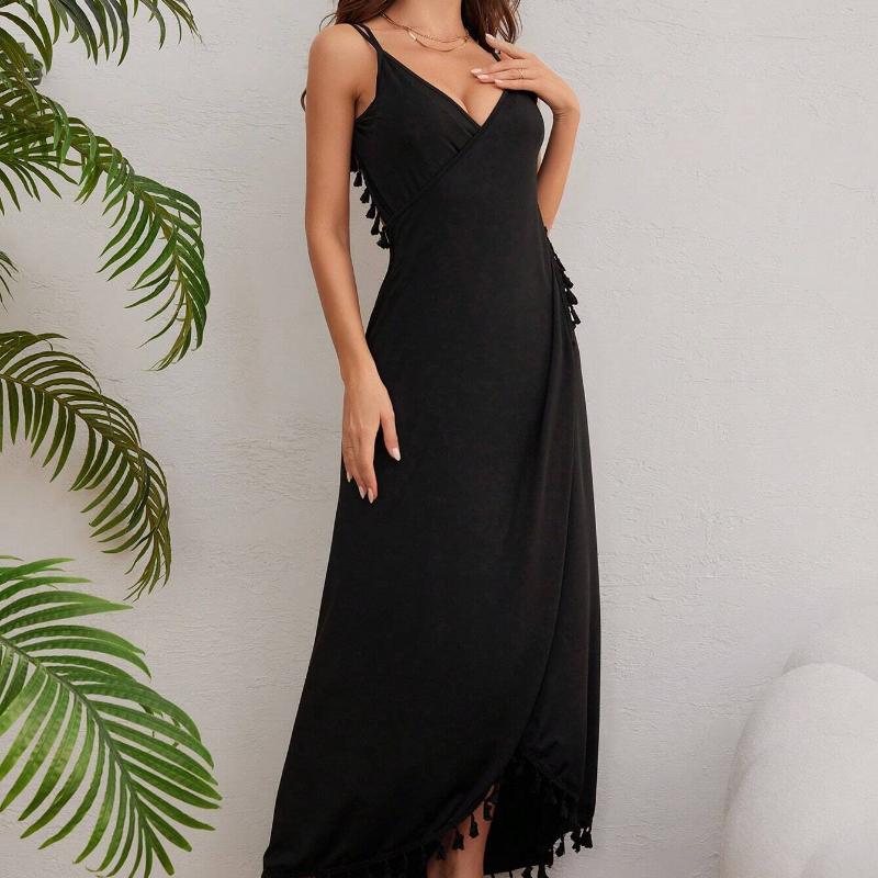 GMXIA Women's Summer Fashion Halter Solid Colour Backless Split Dresses