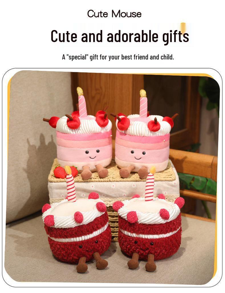 Douyin Xiaohongshu Cherry Red Velvet Cake Plush Doll Gift