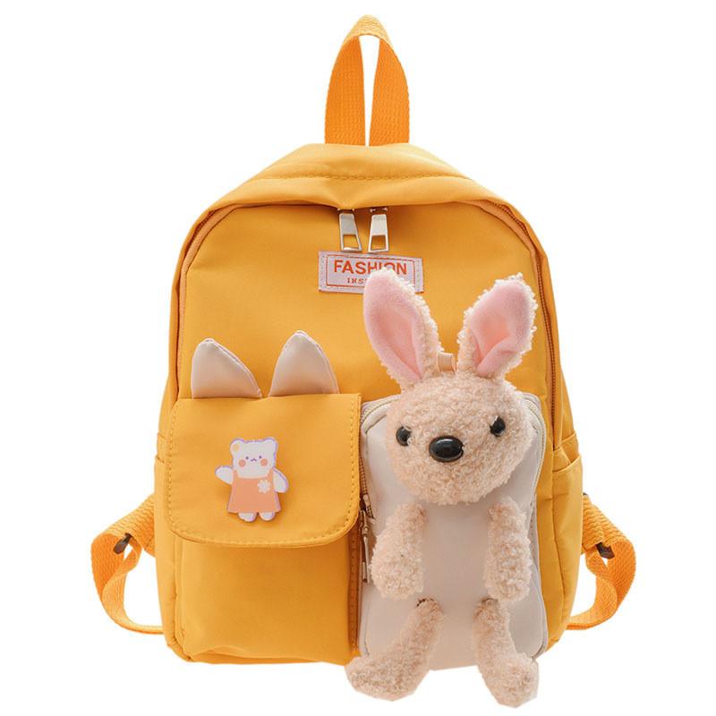 Adorable Cartoon Rabbit Nylon Backpack For Toddlers Waterproof School Bag