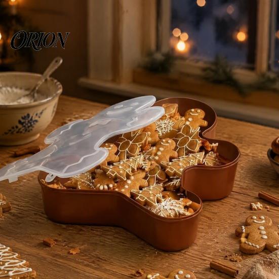 Christmas Storage Container for Kitchen Serving Tray with Airtight Lid, Decorative PP Food Organizer, Dry Goods Organizer Moisture Proof Holiday
