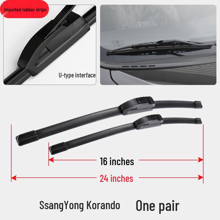 Bone-Free Wiper Blades for SsangYong Korando - Front & Rear Universal Fit