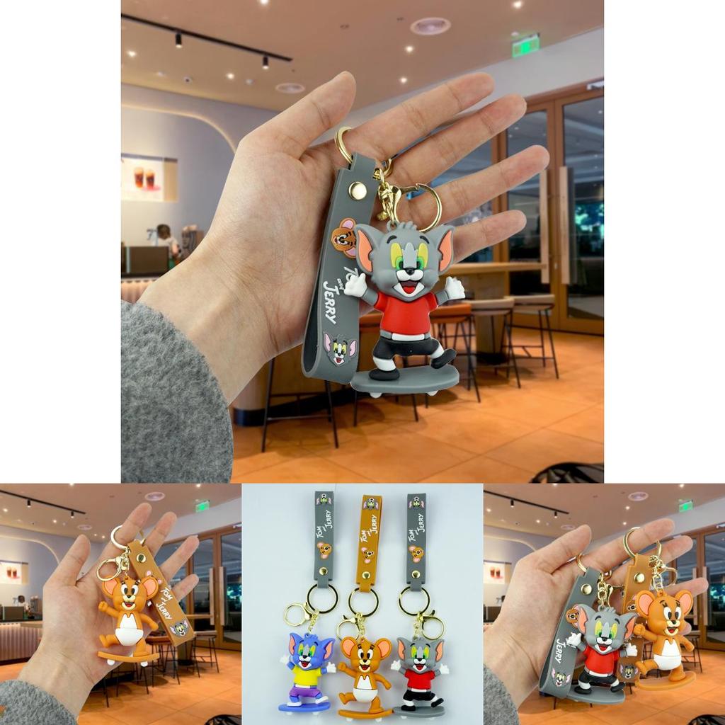 Entzückender Tom und Jerry Gummi Schlüsselanhänger Cartoonfigur Schlüsselanhänger für Jungen und Mädchen