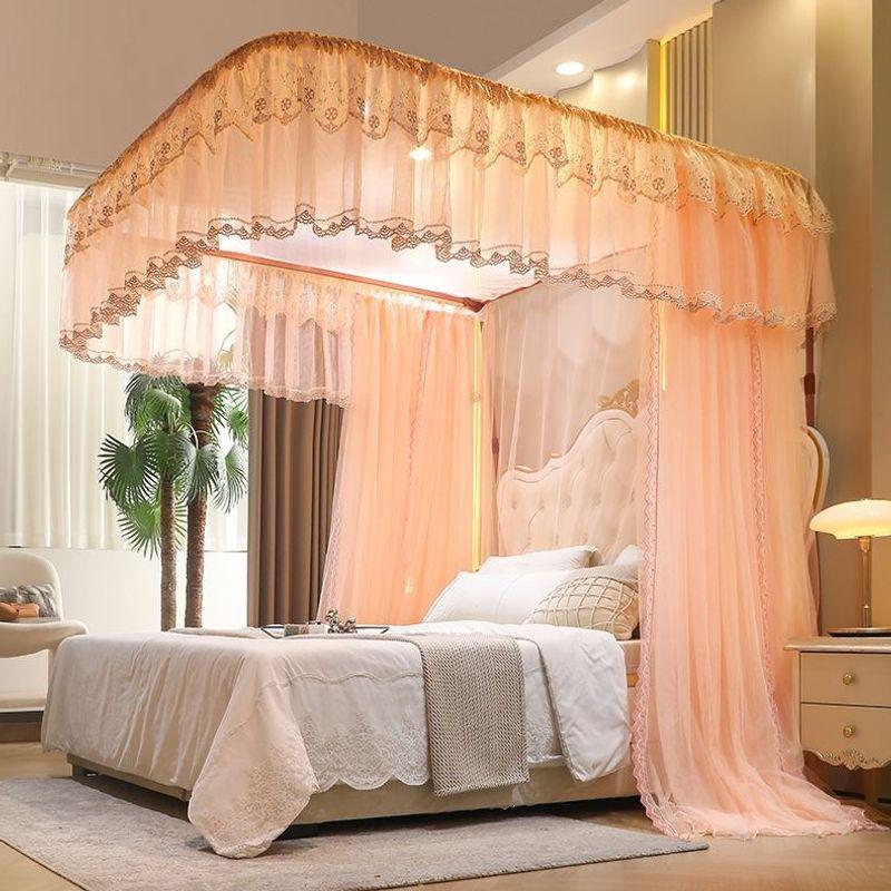 Thickened U-Shaped Mosquito Net Tent: Rail-Type, Three-Door, Princess Style for Home Use (1.8/1.2 Bed)