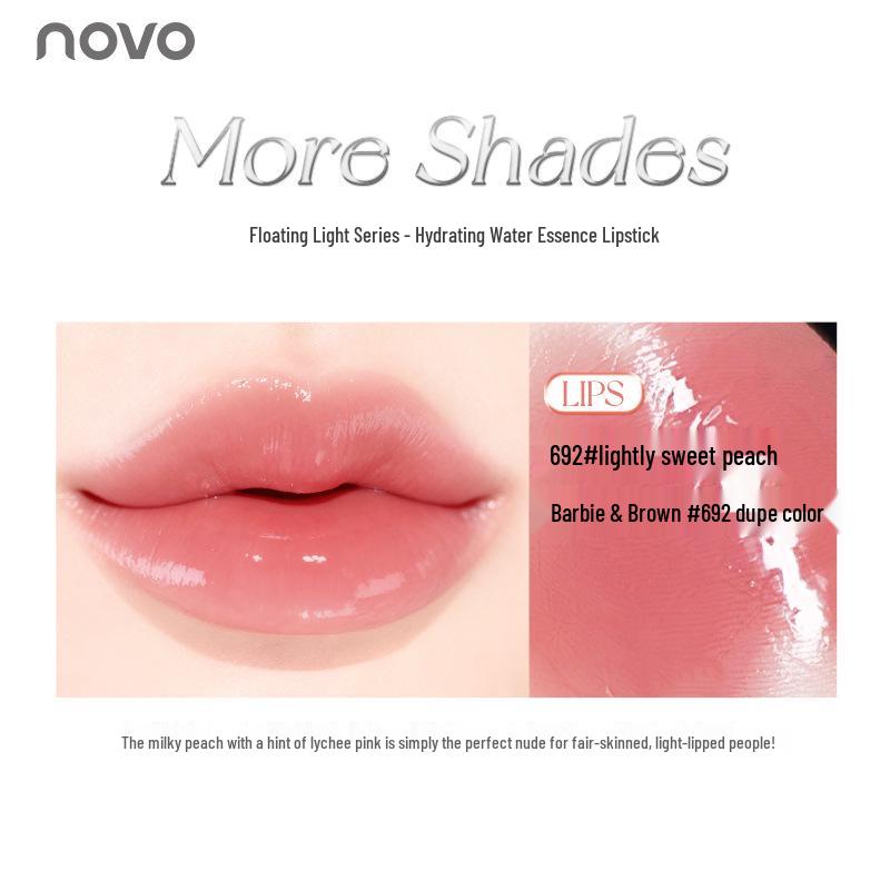 NOVO Moisturizing Honey Fluorescent Lipstick: Mirror Gloss, Stain-Resistant, Bare Face Whitening Effect.