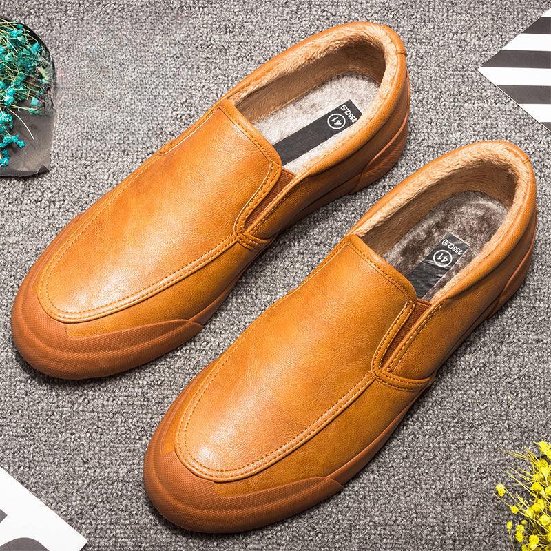 Soft Black Moccasin Velvet Round Toe Men's Leather Shoes Flat Loafers Male Casual Shoe Elegant Common Size 45 Legitimate Social