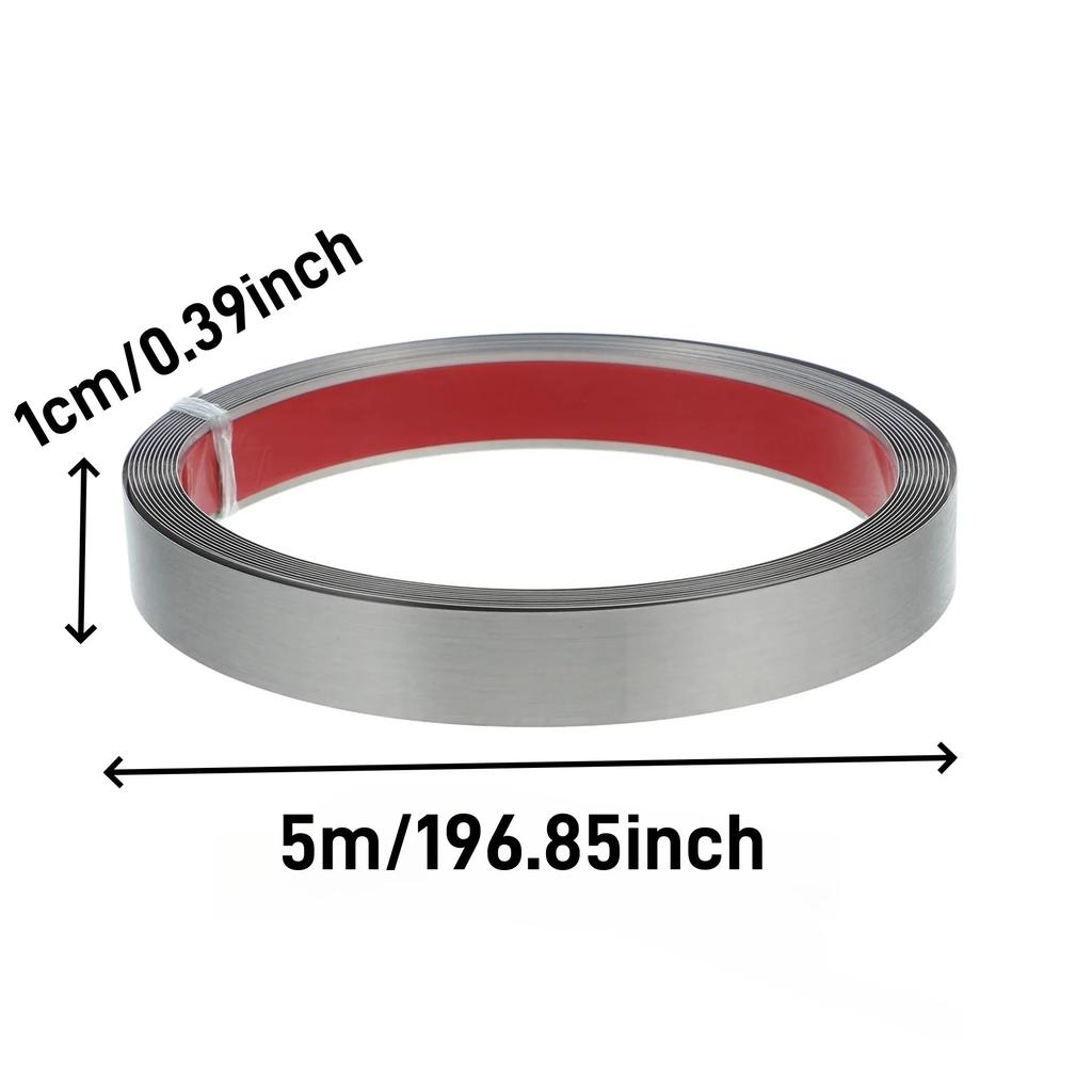 1pc 5m/196.85in Mirror Wall Sticker Stainless Steel Mirror Wall Moulding Trim Wall Ceiling Edge Strip Flat Decor Lines Living