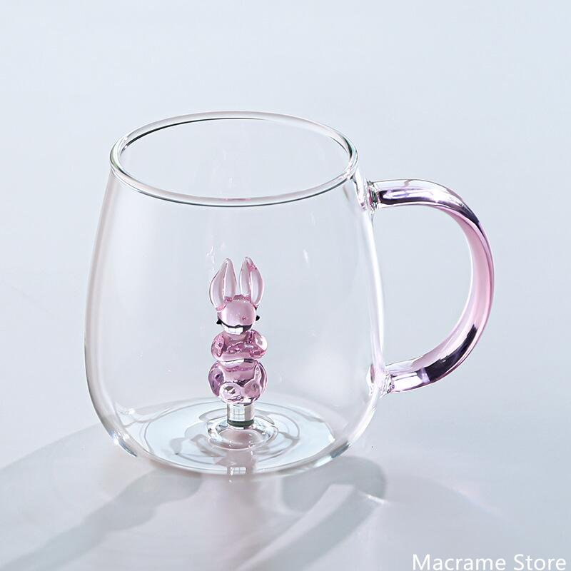 3D Animal Flower Built-in Glass High Borosilicate Glass Heat-resistant Transparent Glass Drinking Cup Milk Coffee Juice Glass