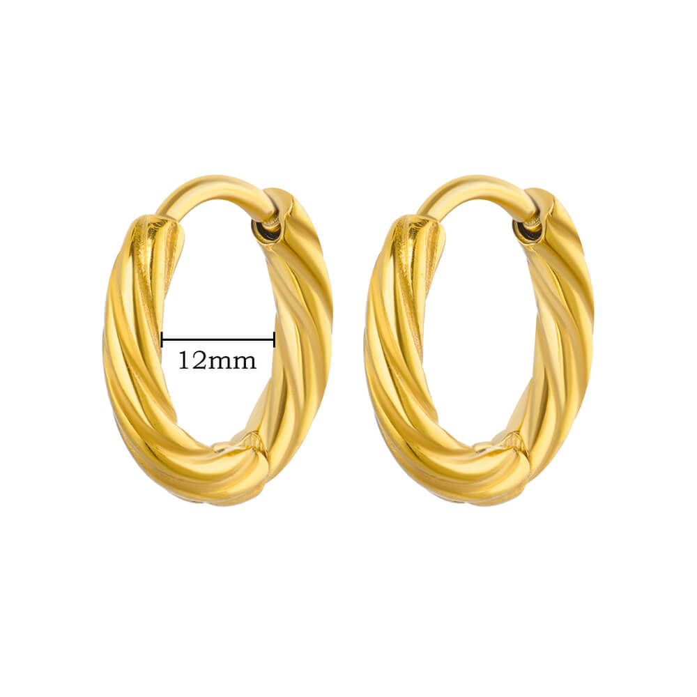 Boucles d'oreilles rondes épaisses vintage pour femmes Couleur dorée Acier inoxydable Boucle d'oreille torsadée Statement Bijoux de mariage Noël Cadeau