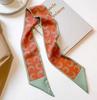 Fashion Printing Silk Hair Scarf for Women Chiffon Long Ribbon Ponytail Ties Headbands