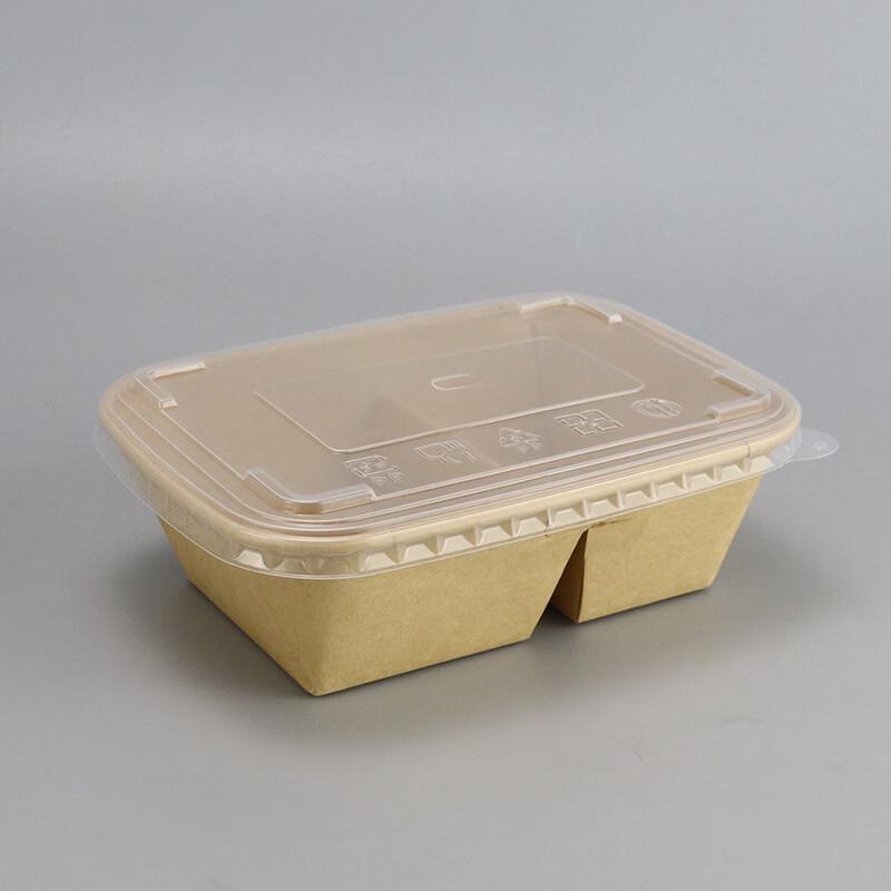 Kraft Paper Disposable Two-Compartment Rectangular Bowl