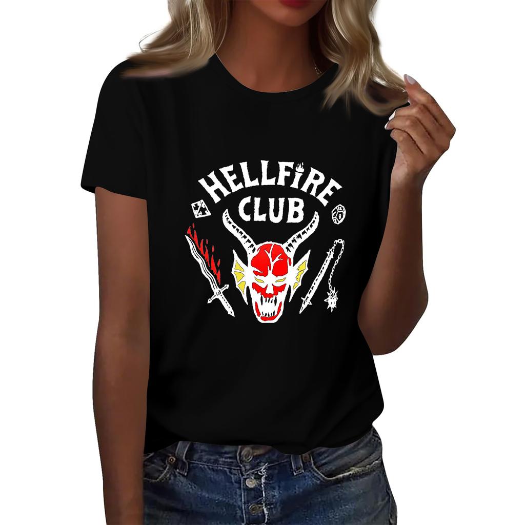 Women's Fashionable Casual Short Sleeved Printed T-Shirt Round Neck Top