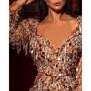 Women Sexy Party Evening Dress Women's Sexy Sequin Long Sleeves Banquet Dress Large Swing Dress