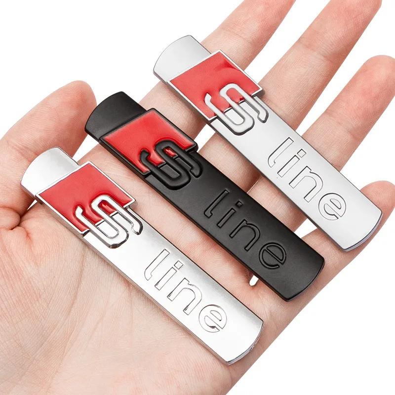3D Metal Chrome Black Sline Logo S Line Emblem Car Fender Badge For qaz14 A3 A4 A5 A6 A7 Q2 Q5 Q7 Q3 TT S Line Sticker Accrssorie