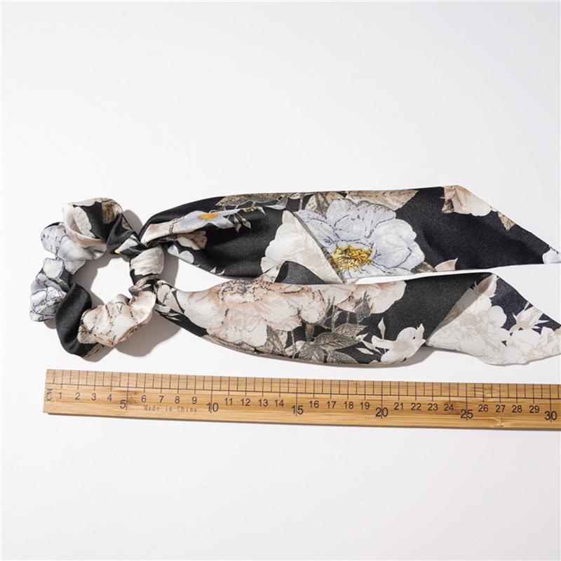 30cm Mode Imprimé Floral Mousseline Long Ruban Chouchous Femmes Filles Queue de Cheval Écharpe Élastiques à Cheveux Liens Accessoires pour Cheveux