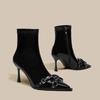 Mode Vrouwen Punk Hoge Hakken Schoenen Trend Chelsea Enkel Dames Laarzen 2025 Winter Nieuw Puntige Neus Naaldenhakken Mode Korte Botas Pumps